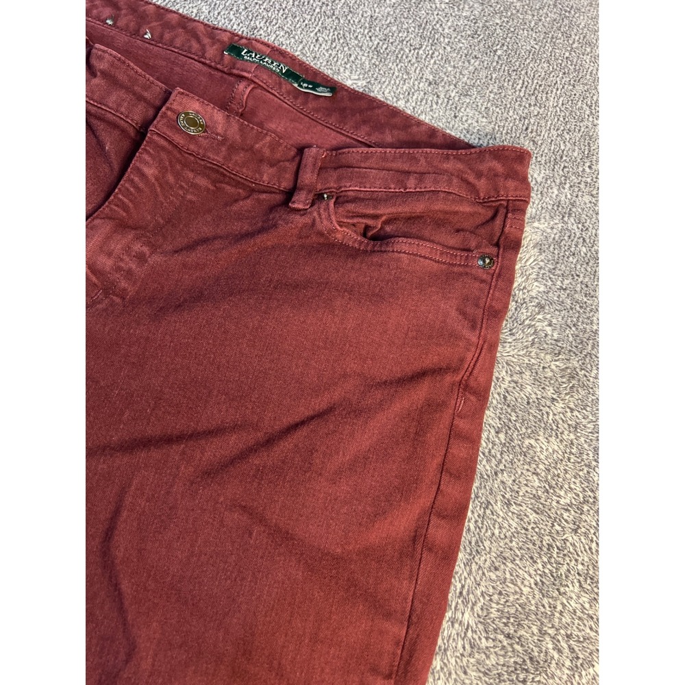 Lauren Ralph Lauren Burgundy Straight Leg Stretch Pants 16W Wine Red - Picture 5 of 16